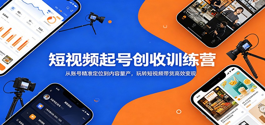 短视频起号创收训练营：从账号精准定位到内容量产，玩转短视频带货高效变现-桀创项目掘金社