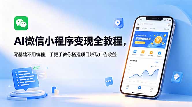 AI微信小程序变现全教程，零基础不用编程，手把手教你搭建项目赚取广告收益-桀创项目掘金社