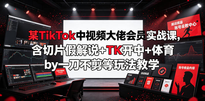某TikTok中视频大佬会员实战课，含切片假解说+TK开中+体育by一刀不剪等玩法教学-桀创项目掘金社