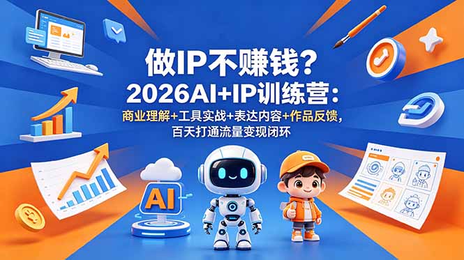 做IP不赚钱?2026AI+IP训练营:商业理解+工具实战+表达内容+作品反馈,百天打通流量变现闭环-桀创项目掘金社