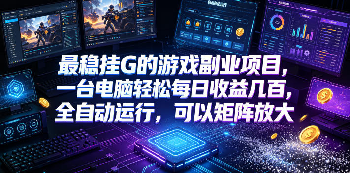 最稳挂G的游戏副业项目，一台电脑轻松每日收益几百，全自动运行，可以矩阵放大【揭秘】-桀创项目掘金社