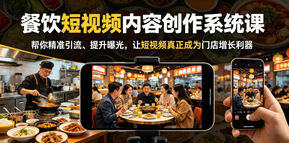 餐饮短视频内容创作系统课,帮你精准引流、提升曝光,让短视频真正成为门店增长利器-桀创项目掘金社