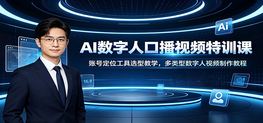 AI数字人口播视频特训课：账号定位工具选型教学，多类型数字人视频制作教程-桀创项目掘金社