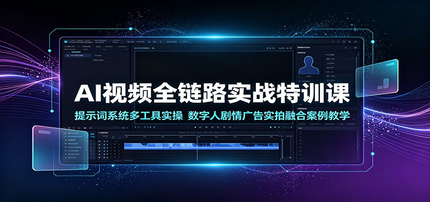 AI视频全链路实战特训课：提示词系统多工具实操，数字人剧情广告实拍融合案例教学-桀创项目掘金社