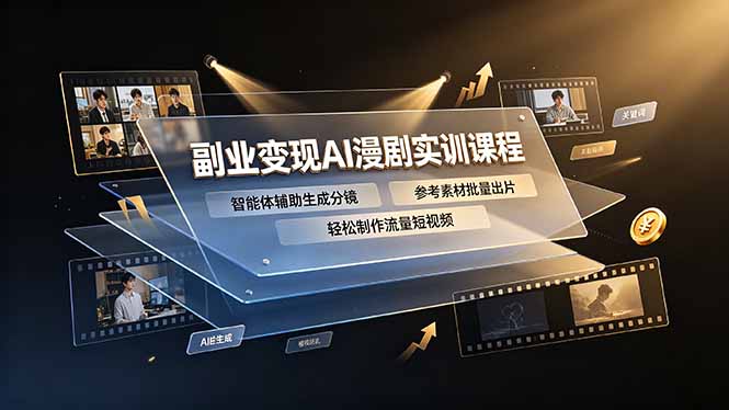 副业变现AI漫剧实训课程,智能体辅助生成分镜,参考素材批量出片,轻松制作流量短视频-桀创项目掘金社