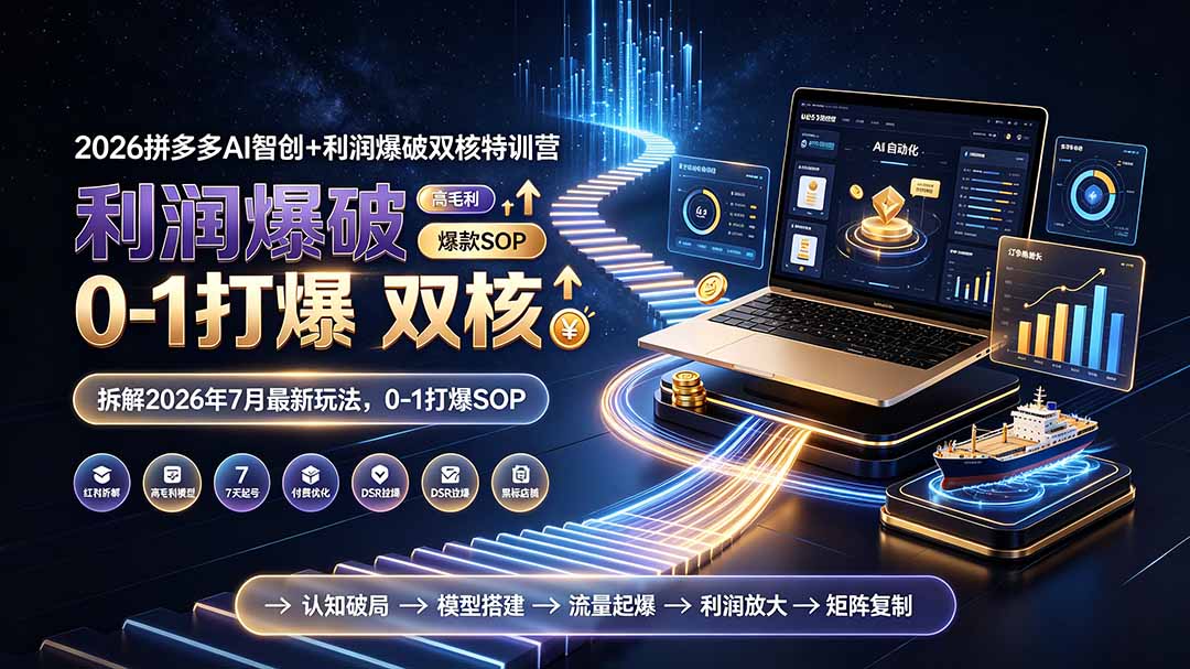 2026拼多多AI智创+利润爆破双核特训营-拆解2026年7月最新玩法，0-1打爆SOP-桀创项目掘金社