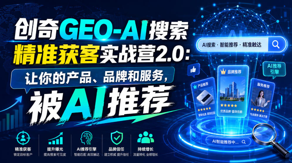 创奇GEO-AI搜索精准获客实战营2.0：让你的产品、品牌和服务，被AI推荐-桀创项目掘金社