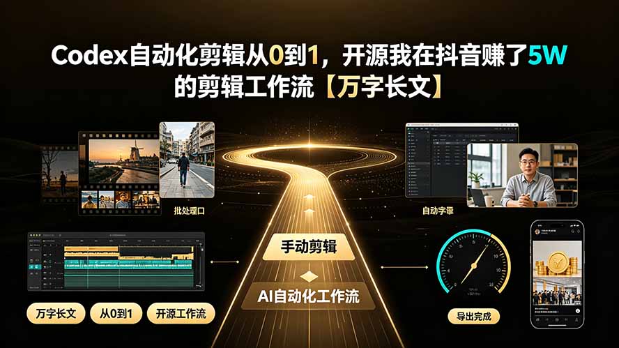 Codex自动化剪辑从0到1，开源我在抖音赚了5W 的剪辑工作流【万字长文】-桀创项目掘金社