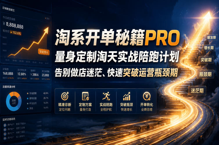 淘系开单秘籍PRO，量身定制淘天实战陪跑计划，告别做店迷茫、快速突破运营瓶颈期(20260715)-桀创项目掘金社