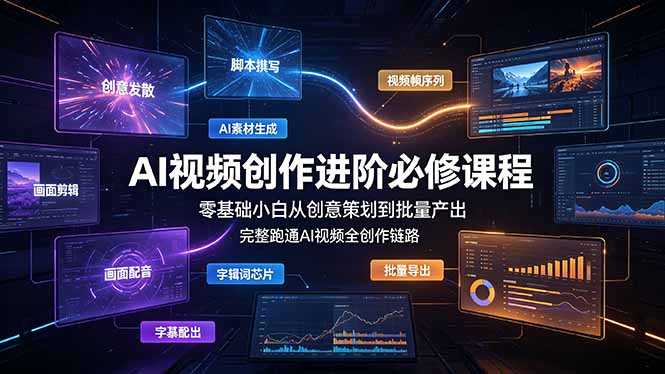 AI视频创作进阶必修课程:零基础小白从创意策划到批量产出,完整跑通AI视频全创作链路-桀创项目掘金社