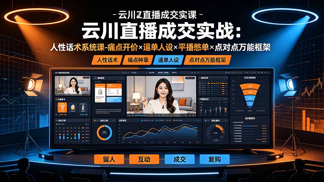 云川直播成交实战：人性话术系统课-痛点种草×塑品开价×逼单人设×平播憋单×点对点万能框架-桀创项目掘金社