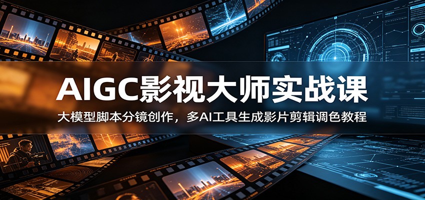 AIGC影视大师实战课:大模型脚本分镜创作,多AI工具生成影片剪辑调色教程-桀创项目掘金社