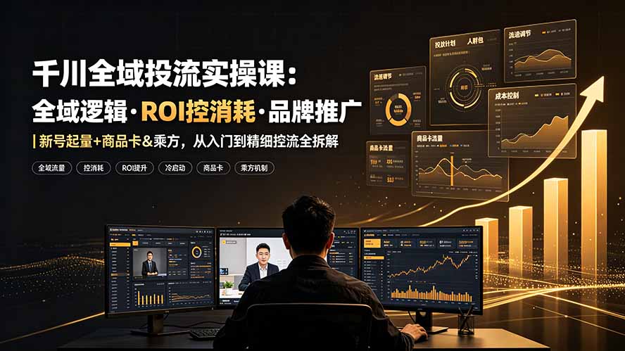 千川全域投流实操课:全域逻辑·ROI控消耗·品牌推广|新号起量+商品卡&乘方,从入门到精细控流全拆解-桀创项目掘金社
