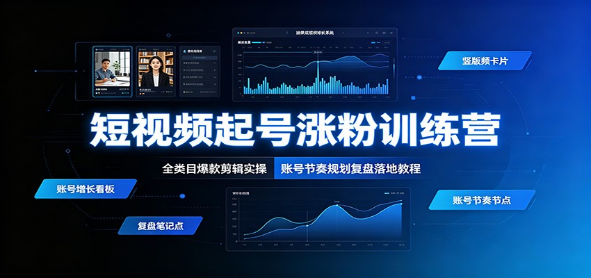 短视频起号涨粉训练营：全类目爆款剪辑实操，账号节奏规划复盘落地教程-桀创项目掘金社