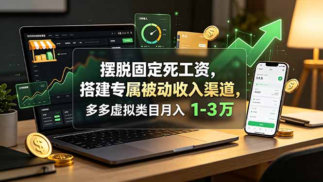 摆脱固定死工资,搭建专属被动收入渠道,多多虚拟类目月入 1-3 万-桀创项目掘金社
