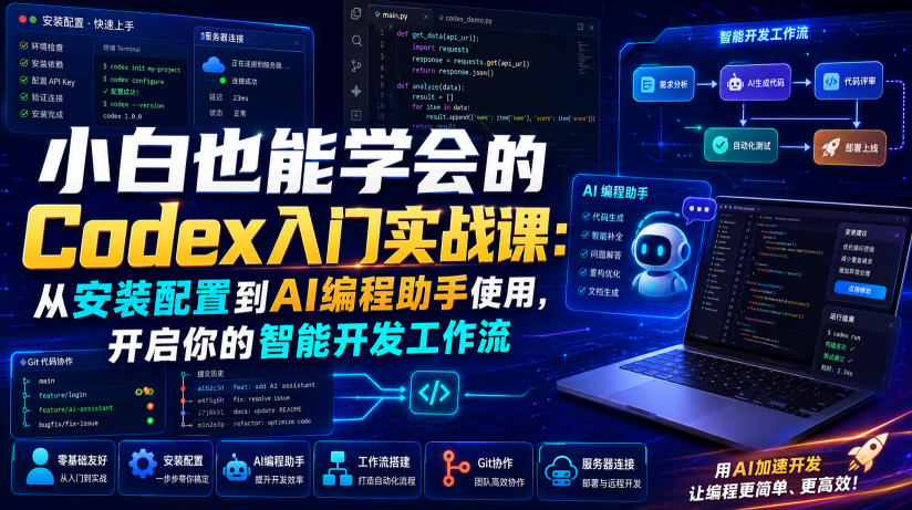 小白也能学会的Codex入门实战课：从安装配置到AI编程助手使用，开启你的智能开发工作流-桀创项目掘金社