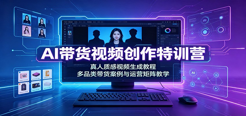AI带货视频创作特训营：真人质感视频生成教程，多品类带货案例与运营矩阵教学-桀创项目掘金社
