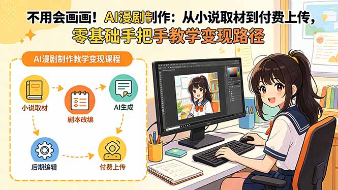 不用会画画！AI漫剧制作：从小说取材到付费上传，零基础手把手教学变现路径(更新-桀创项目掘金社