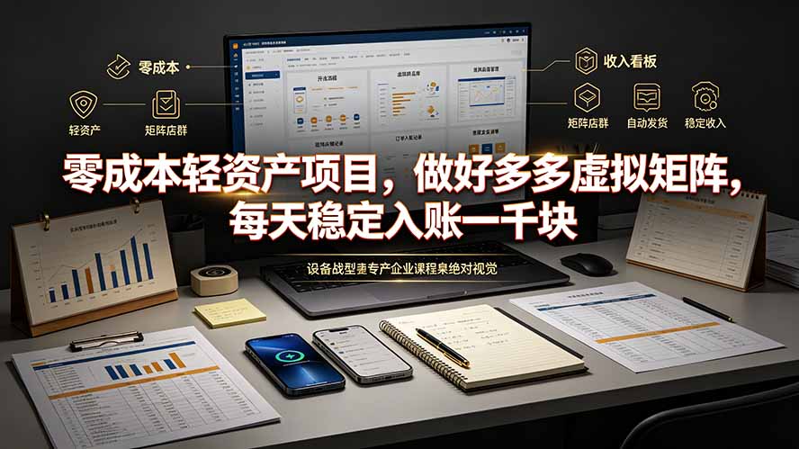 零成本轻资产项目，做好多多虚拟矩阵，每天稳定入账一千块-桀创项目掘金社
