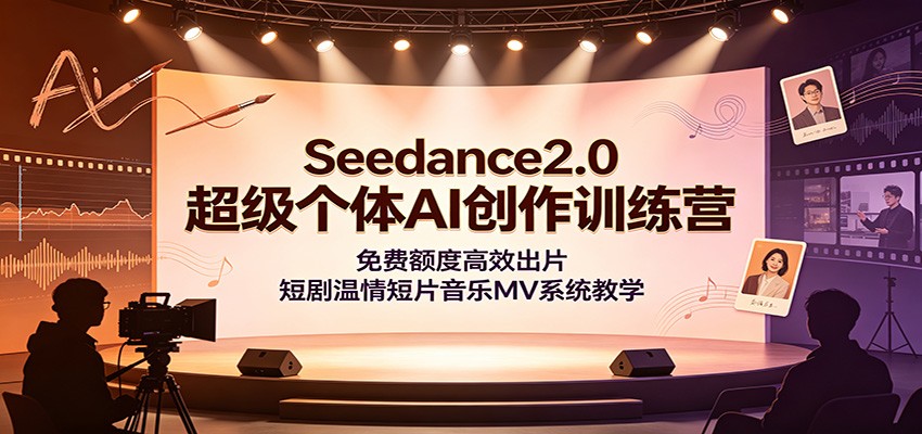 Seedance2.0超级个体AI创作训练营：免费额度高效出片，短剧温情短片音乐MV系统教学-桀创项目掘金社