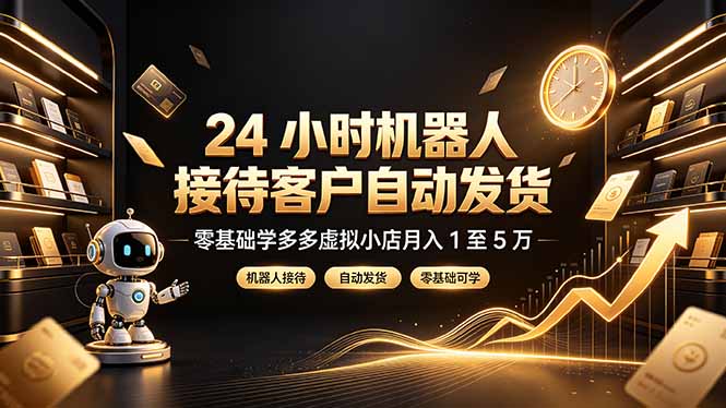 24 小时机器人接待客户自动发货，零基础学多多虚拟小店月入 1 至 5 万-桀创项目掘金社