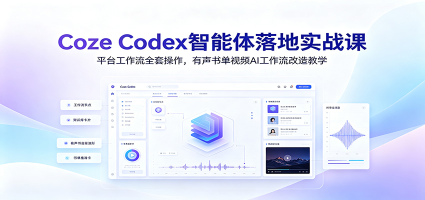 Coze Codex智能体落地实战课:平台工作流全套操作,有声书单视频AI工作流改造教学-桀创项目掘金社