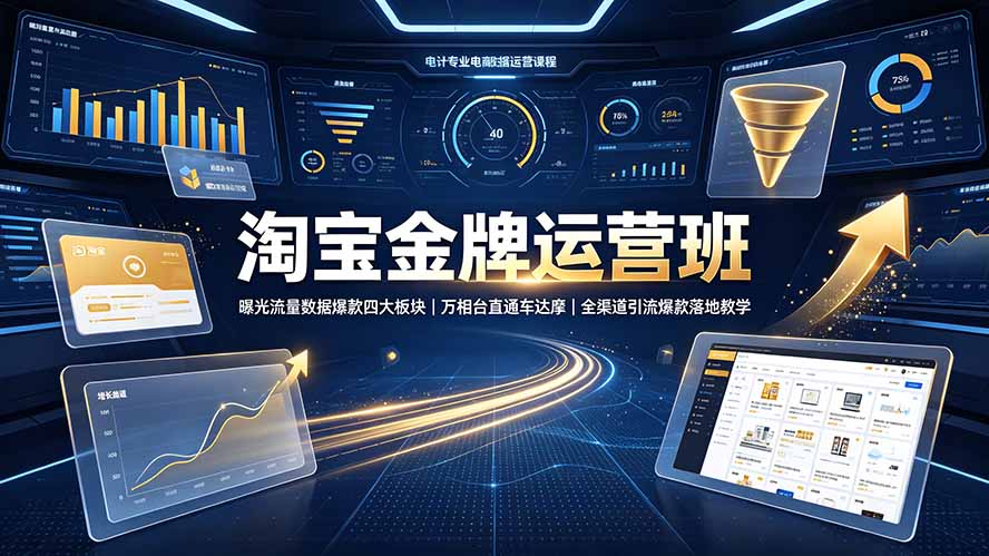 淘宝金牌运营班-7月：曝光流量数据爆款四大板块｜万相台直通车达摩｜全渠道引流爆款落地教学-桀创项目掘金社