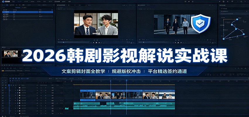 2026韩剧影视解说实战课：文案剪辑封面全教学，规避版权冲击平台精选签约通道-桀创项目掘金社