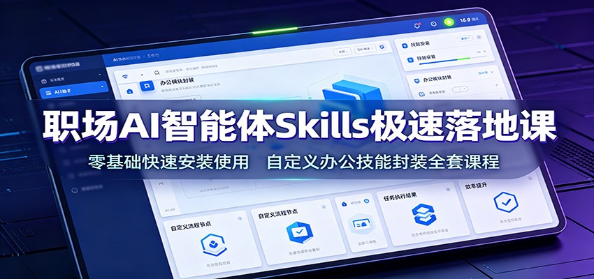 职场AI智能体Skills极速落地课：零基础快速安装使用，自定义办公技能封装全套课程-桀创项目掘金社
