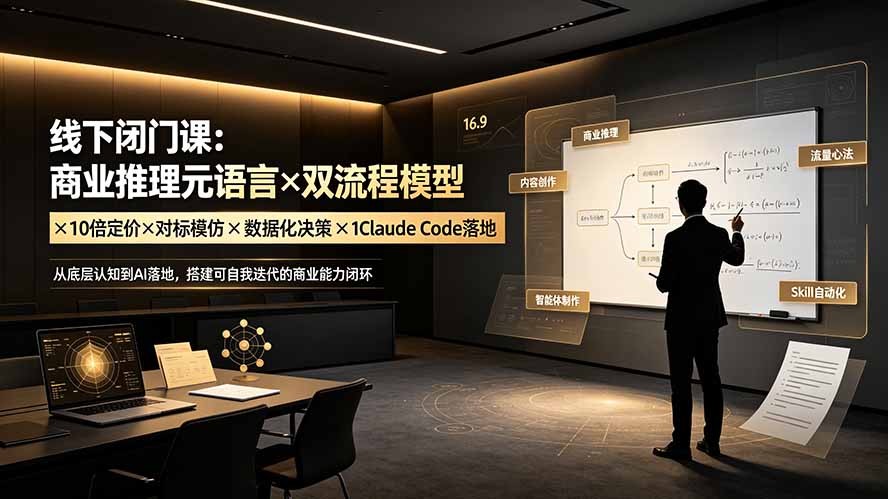 线下闭门课：商业推理元语言×双流程模型×10倍定价×对标模仿×数据化决策×Claude Code落地，击穿认知盲区-桀创项目掘金社
