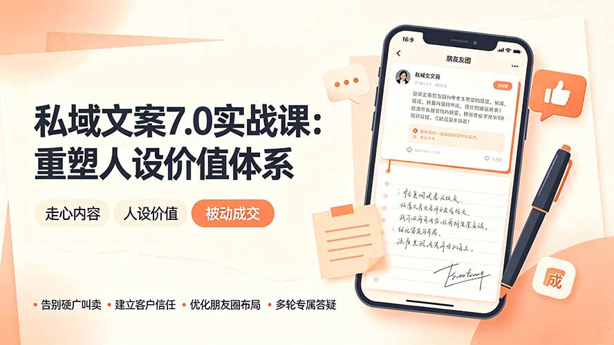 私域文案实战课7.0：重塑人设价值体系｜-告别硬广推销×走心内容×自我价值塑造，实现被动成交-桀创项目掘金社