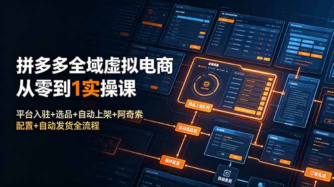 拼多多全域虚拟电商从零到1实操课:平台入驻+选品+自动上架+阿奇索配置+自动发货全流程-桀创项目掘金社