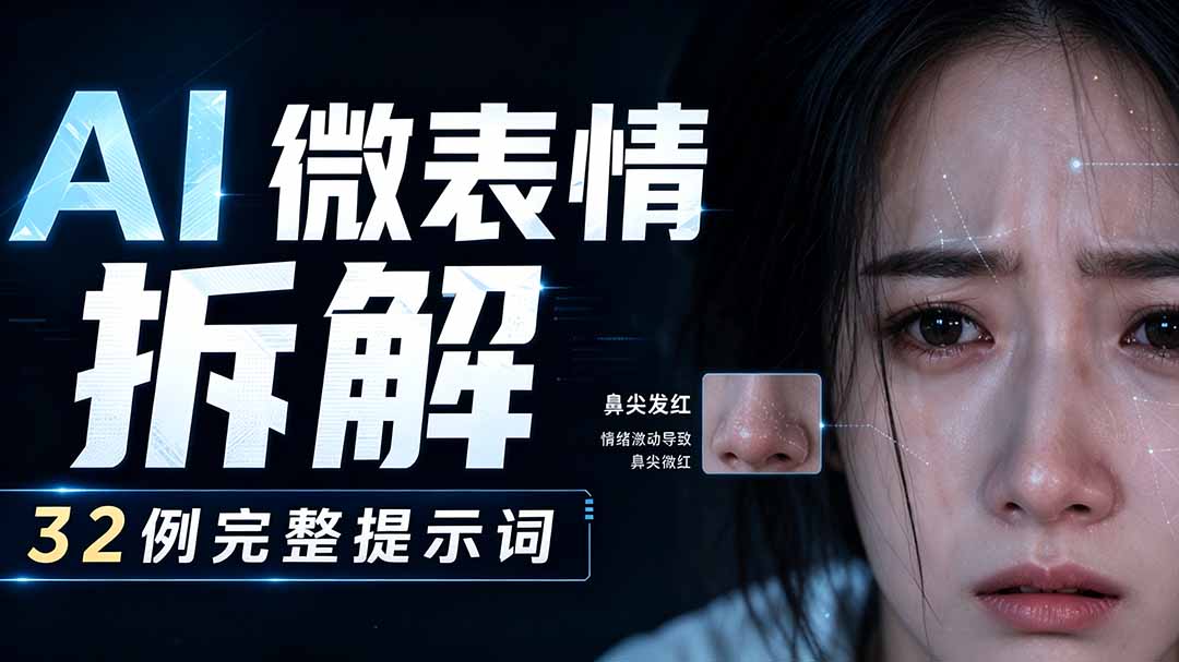 AI微表情拆解提示词合集，精准调控AI角色表情，告别塑料感、AI面瘫脸。-桀创项目掘金社