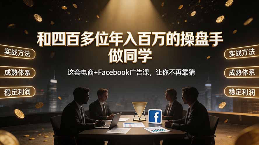 和四百多位年入百万的操盘手做同学——这套电商+Facebook广告课，让你不再靠猜【原创双语字幕】-桀创项目掘金社