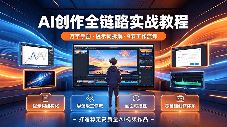 AI创作全链路实战教程|万字手册·提示词拆解·9节工作流课,打造稳定高质量AI视频作品-桀创项目掘金社