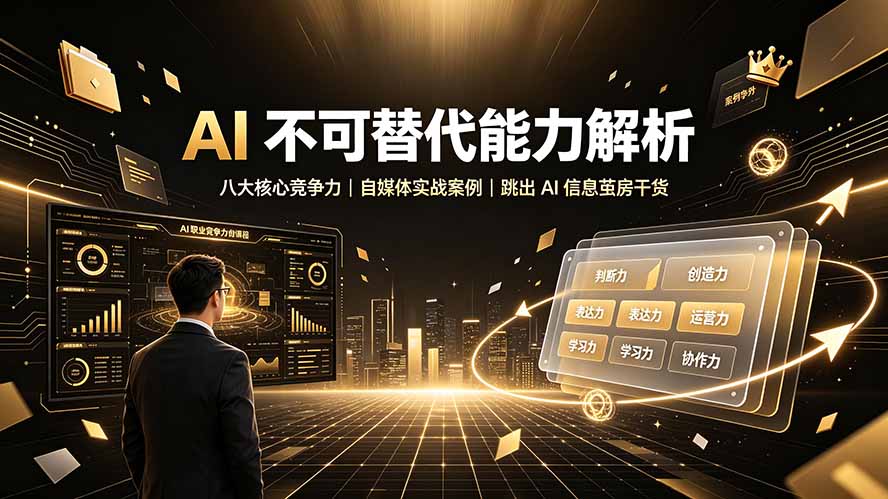 付费文章：AI 不可替代能力解析▸八大核心竞争力｜自媒体实战案例｜跳出 AI 信息茧房干货-桀创项目掘金社
