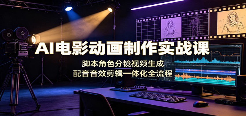 AI电影动画制作实战课：脚本角色分镜视频生成，配音音效剪辑一体化全流程-桀创项目掘金社
