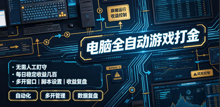 电脑全自动游戏打金，无需人工盯守，每日稳定收益几百！【揭秘】-桀创项目掘金社