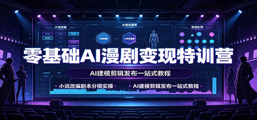 零基础AI漫剧变现特训营：小说改编剧本分镜实操，AI建模剪辑发布一站式教程-桀创项目掘金社