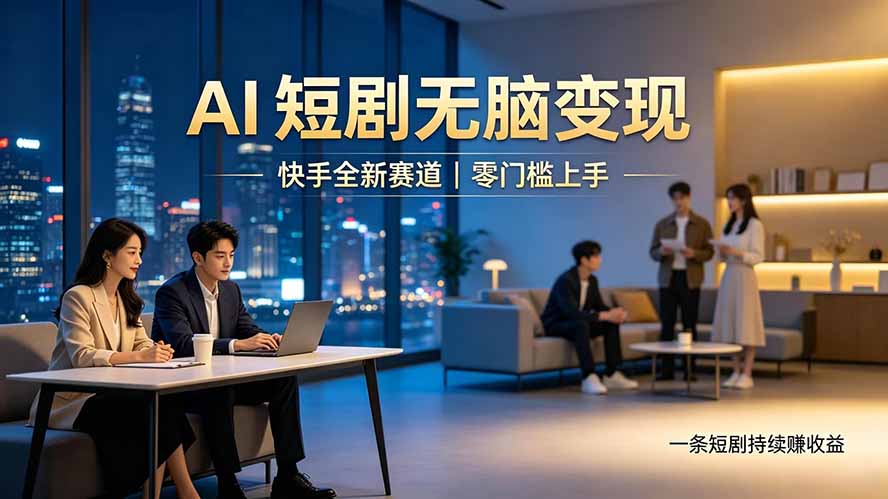 别乱找副业了，快手 AI 短剧零门槛长久被动增收-桀创项目掘金社