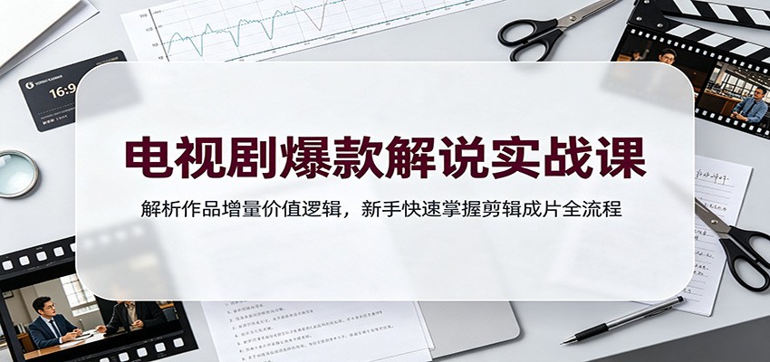 电视剧爆款解说实战课：解析作品增量价值逻辑，新手快速掌握剪辑成片全流程-桀创项目掘金社