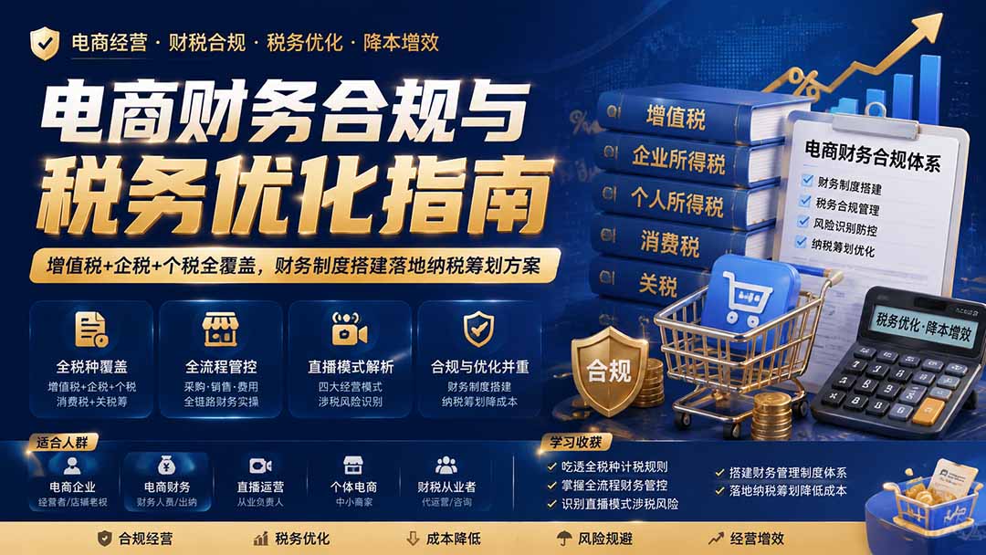 电商财务合规与税务优化指南：增值税+企税+个税全覆盖，财务制度搭建落地纳税筹划方案-桀创项目掘金社
