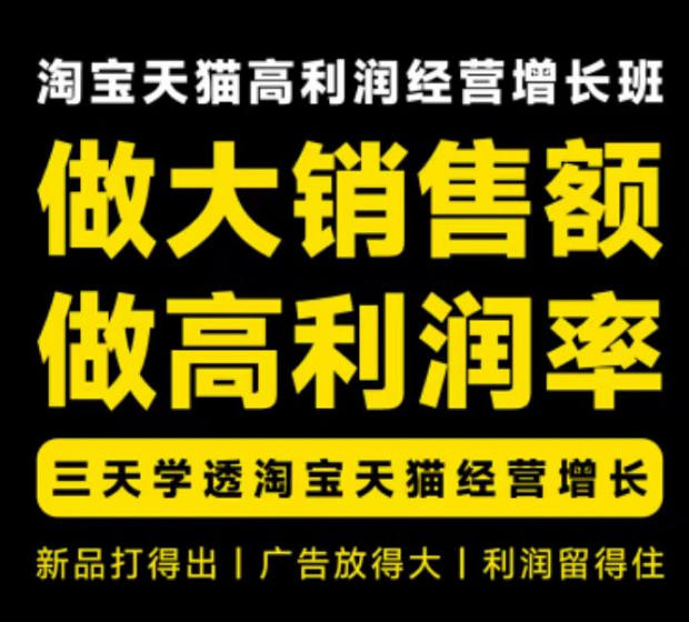天猫淘宝高利润经营增长班杭州线下课31期8月22-24日，做大销售额做高利润率，三天学透淘宝天猫经营增长-桀创项目掘金社