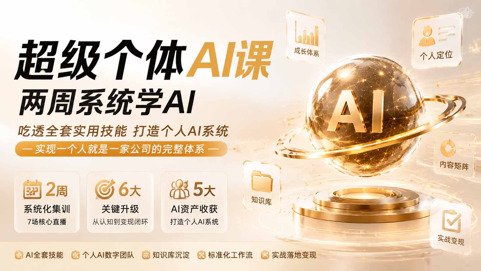 超级个体AI课 两周系统学AI；吃透全套实用技能打造个人AI系统，实现一个人就是一家公司的完整体系(更新0823-桀创项目掘金社