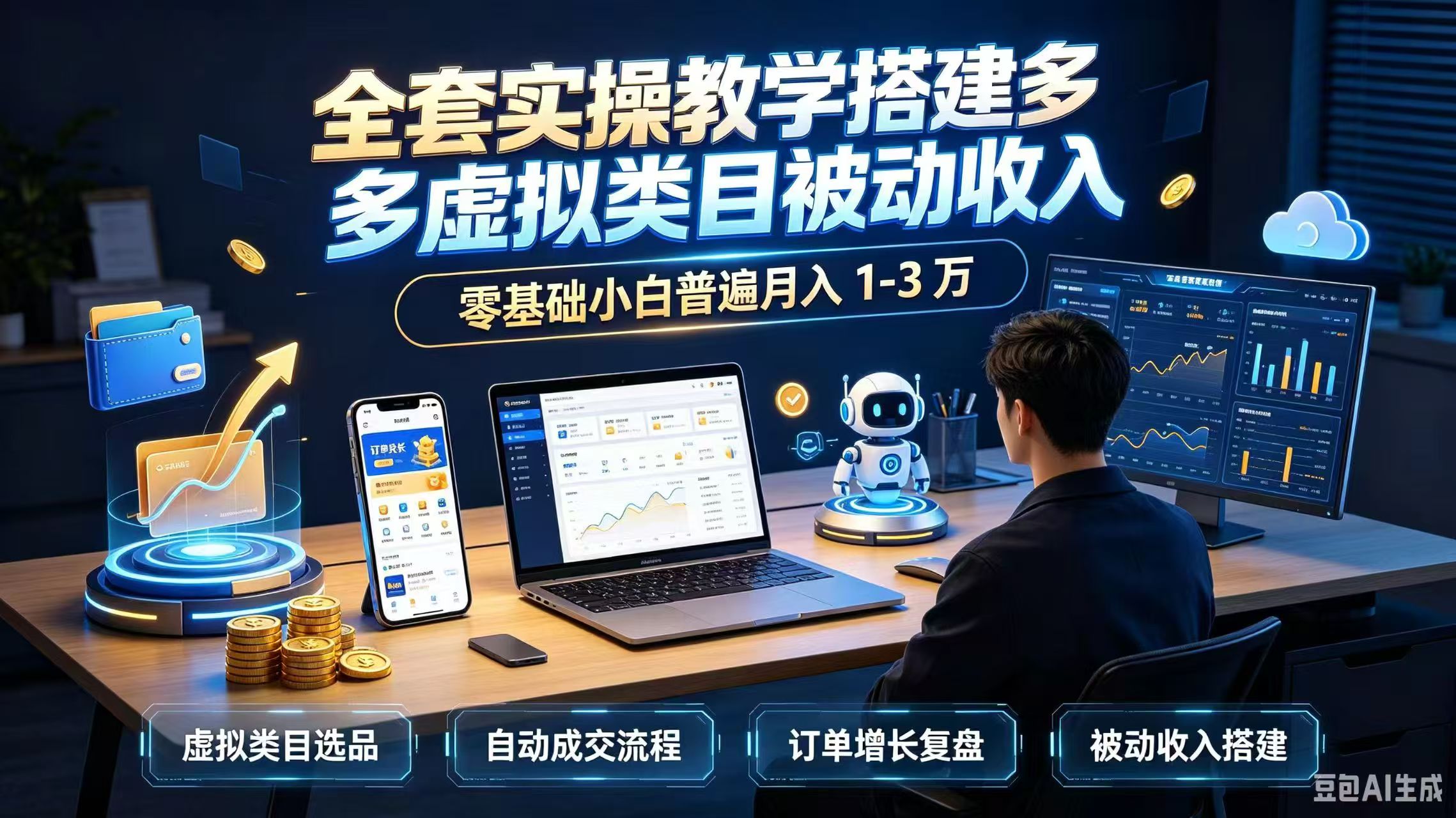 全套实操教学搭建多多虚拟类目被动收入，零基础小白普遍月入 1-3 万-桀创项目掘金社