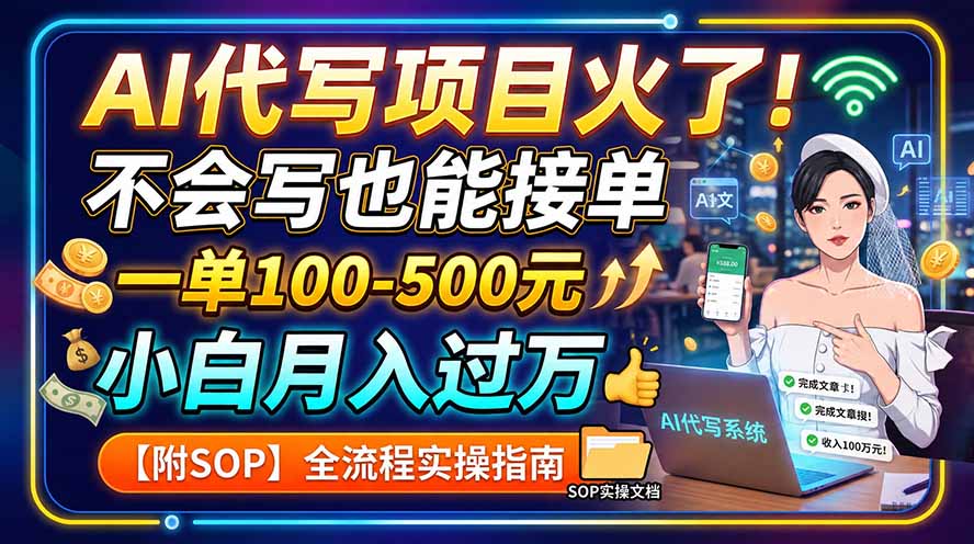 AI代写项目火了！不会写也能接单，一单100-500元，小白月入过万【附SOP】-桀创项目掘金社