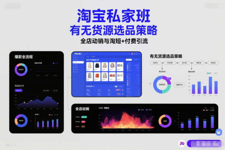 淘宝私家班，有无货源选品策略，高成功率爆款全流程打法，全店动销与淘短+付费引流(更新2026年08月17日)-桀创项目掘金社