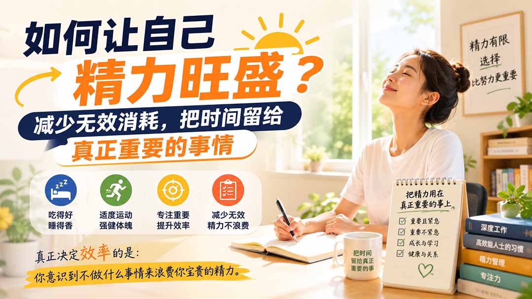付费文章：如何让自己精力旺盛？减少无效消耗，把时间留给真正重要的事情-桀创项目掘金社