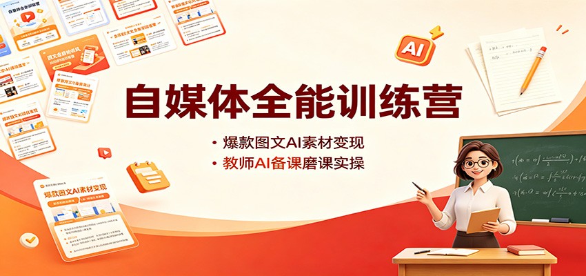 自媒体全能训练营：爆款图文AI素材变现，教师AI备课磨课实操-桀创项目掘金社