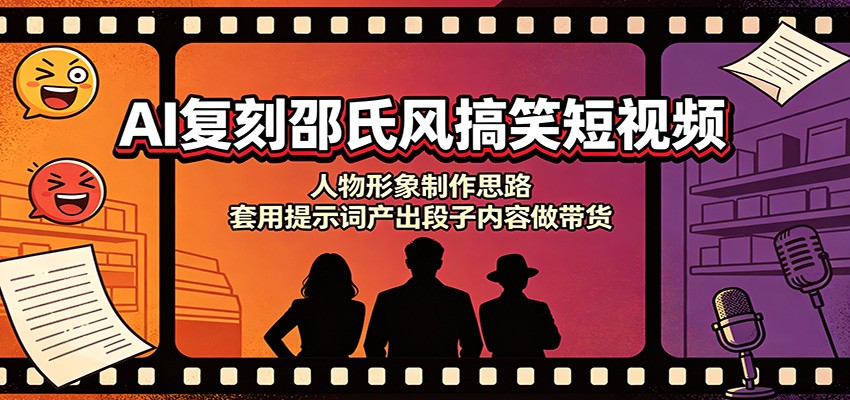 AI复刻邵氏风搞笑短视频：人物形象制作思路，套用提示词产出段子内容做带货-桀创项目掘金社